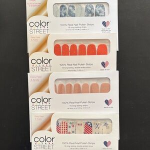 Color Street Nail Polish Strips - Blue, Red, Tan, and White Designs